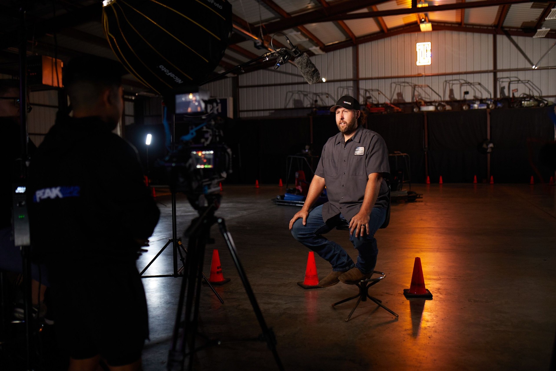 Behind the scenes of a studio interview
